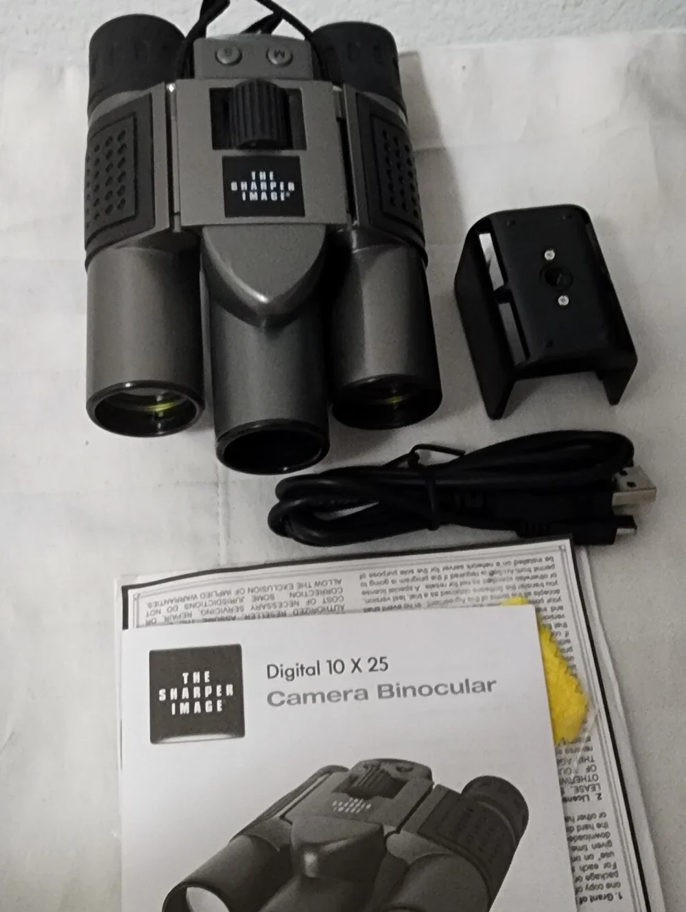 Sharper Image Gray Digital 10x25 Camera Binoculars with USB Cable and Mount